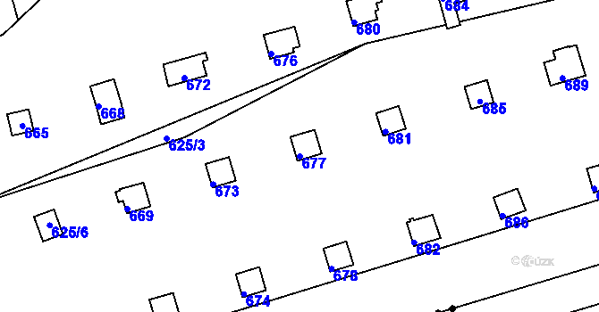 Parcela st. 677 v KÚ Drahelice, Katastrální mapa