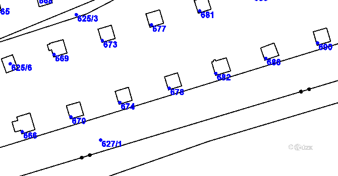Parcela st. 678 v KÚ Drahelice, Katastrální mapa