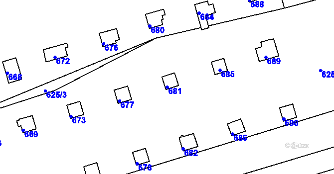 Parcela st. 681 v KÚ Drahelice, Katastrální mapa