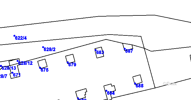 Parcela st. 683 v KÚ Drahelice, Katastrální mapa