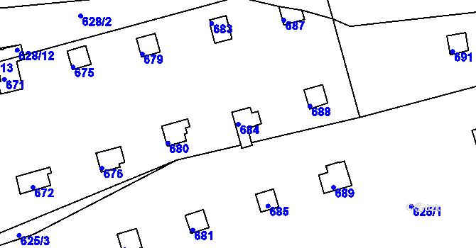 Parcela st. 684 v KÚ Drahelice, Katastrální mapa