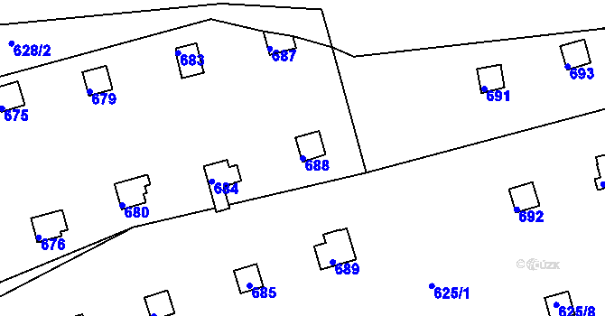 Parcela st. 688 v KÚ Drahelice, Katastrální mapa