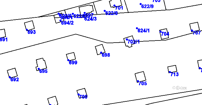 Parcela st. 698 v KÚ Drahelice, Katastrální mapa