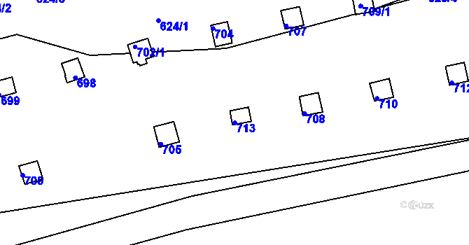 Parcela st. 713 v KÚ Drahelice, Katastrální mapa