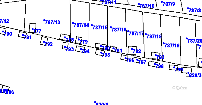 Parcela st. 795 v KÚ Drahelice, Katastrální mapa