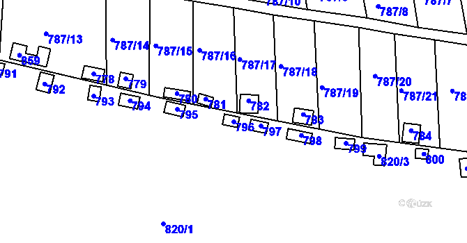 Parcela st. 796 v KÚ Drahelice, Katastrální mapa