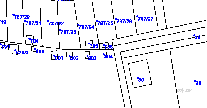 Parcela st. 804 v KÚ Drahelice, Katastrální mapa