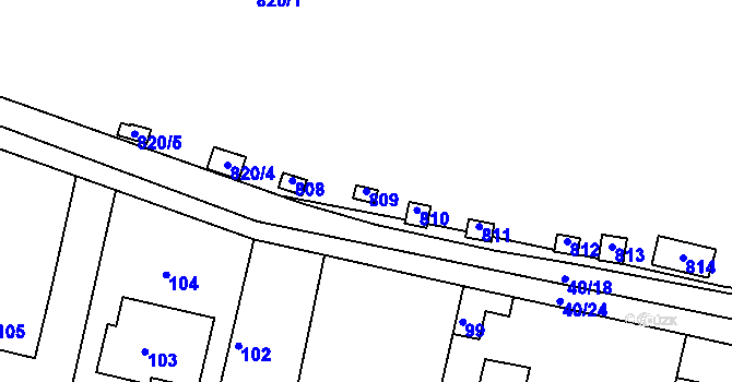 Parcela st. 809 v KÚ Drahelice, Katastrální mapa