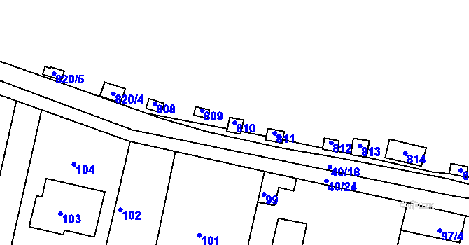 Parcela st. 810 v KÚ Drahelice, Katastrální mapa