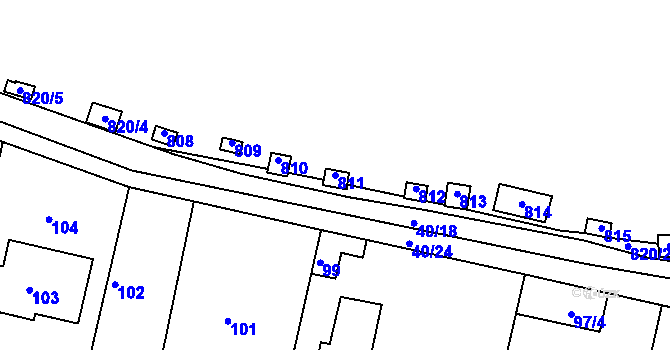 Parcela st. 811 v KÚ Drahelice, Katastrální mapa