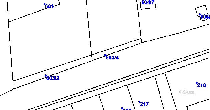 Parcela st. 603/4 v KÚ Drahelice, Katastrální mapa