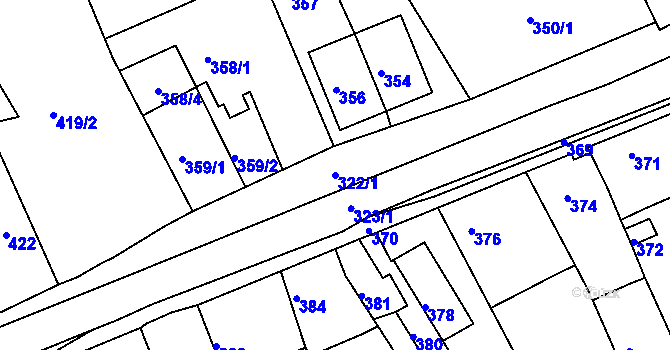 Parcela st. 322/1 v KÚ Drahelice, Katastrální mapa