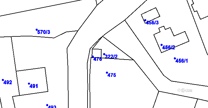 Parcela st. 322/2 v KÚ Drahelice, Katastrální mapa