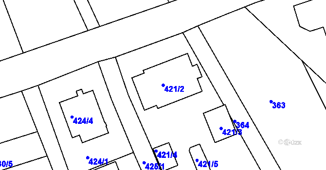 Parcela st. 421/2 v KÚ Drahelice, Katastrální mapa
