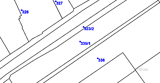 Parcela st. 335/1 v KÚ Drahelice, Katastrální mapa