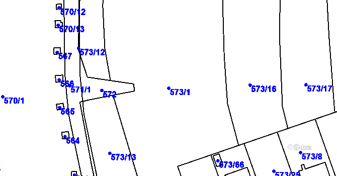 Parcela st. 573/1 v KÚ Drahelice, Katastrální mapa