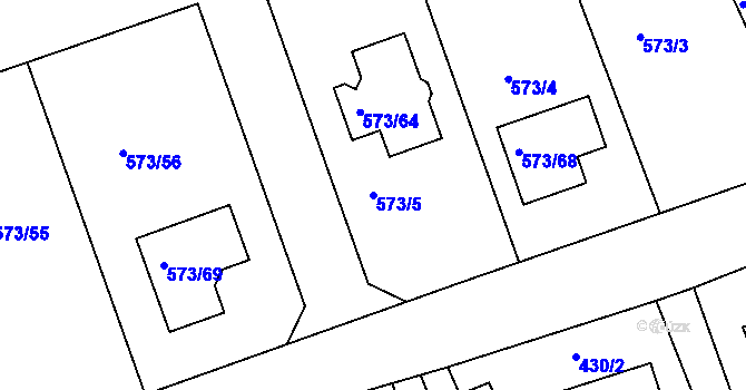 Parcela st. 573/5 v KÚ Drahelice, Katastrální mapa