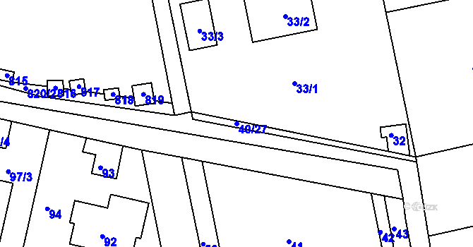 Parcela st. 40/27 v KÚ Drahelice, Katastrální mapa