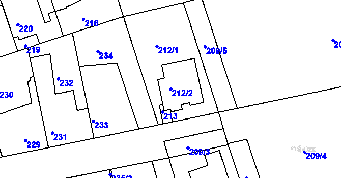 Parcela st. 212/2 v KÚ Drahelice, Katastrální mapa