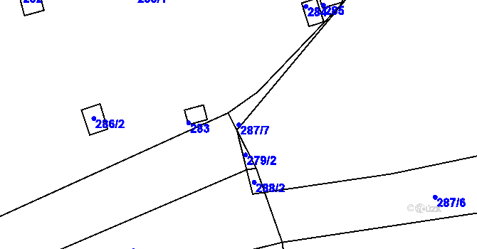Parcela st. 287/7 v KÚ Drahelice, Katastrální mapa