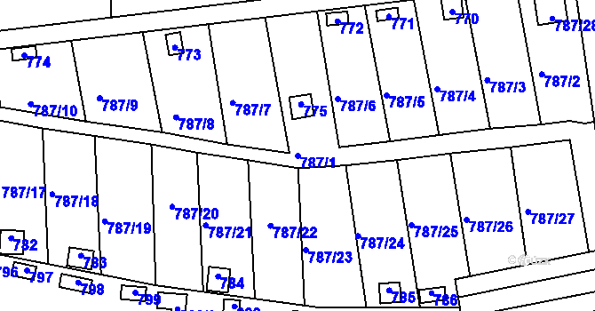 Parcela st. 787/1 v KÚ Drahelice, Katastrální mapa
