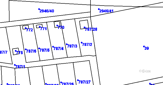 Parcela st. 787/2 v KÚ Drahelice, Katastrální mapa