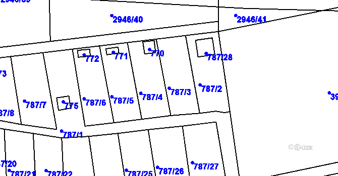 Parcela st. 787/3 v KÚ Drahelice, Katastrální mapa