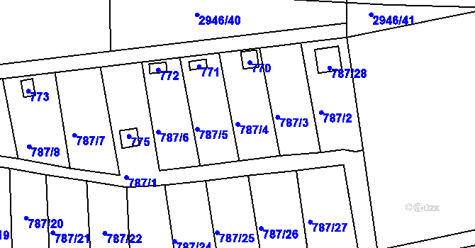 Parcela st. 787/4 v KÚ Drahelice, Katastrální mapa