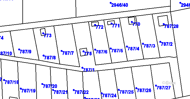 Parcela st. 787/6 v KÚ Drahelice, Katastrální mapa