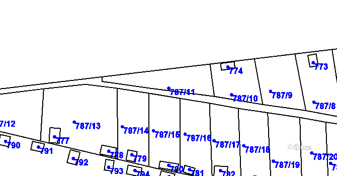 Parcela st. 787/11 v KÚ Drahelice, Katastrální mapa