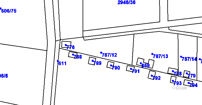Parcela st. 787/12 v KÚ Drahelice, Katastrální mapa