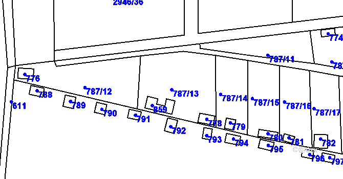 Parcela st. 787/13 v KÚ Drahelice, Katastrální mapa