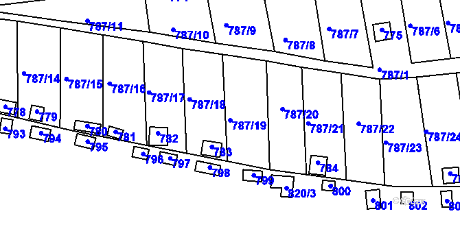 Parcela st. 787/19 v KÚ Drahelice, Katastrální mapa