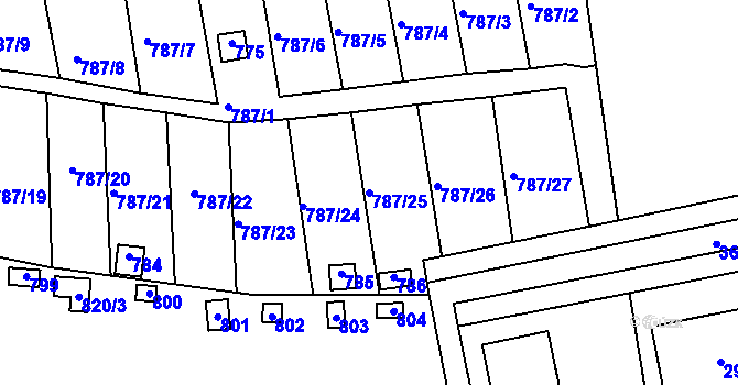 Parcela st. 787/25 v KÚ Drahelice, Katastrální mapa