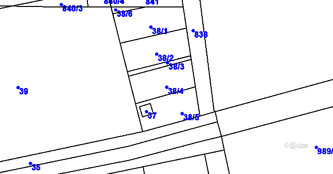 Parcela st. 38/4 v KÚ Drahelice, Katastrální mapa