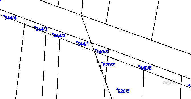 Parcela st. 140/3 v KÚ Drahelice, Katastrální mapa