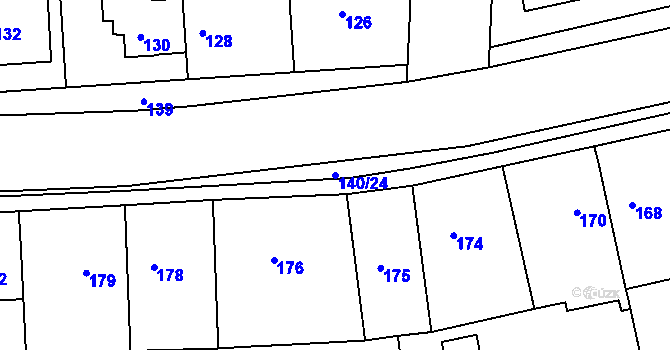 Parcela st. 140/24 v KÚ Drahelice, Katastrální mapa