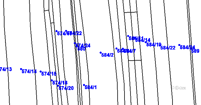 Parcela st. 584/2 v KÚ Drahelice, Katastrální mapa
