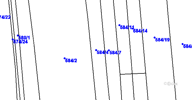 Parcela st. 584/4 v KÚ Drahelice, Katastrální mapa