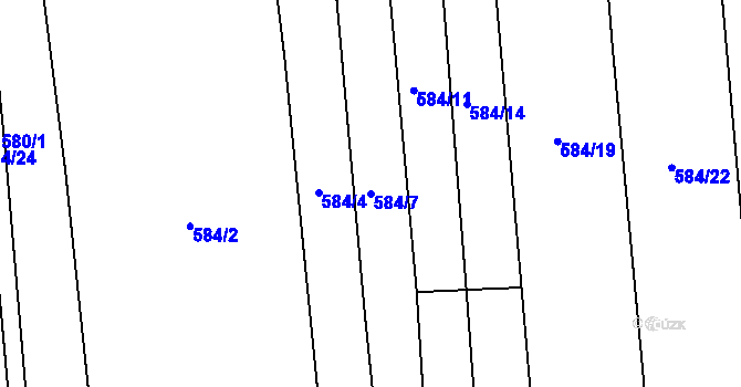 Parcela st. 584/7 v KÚ Drahelice, Katastrální mapa