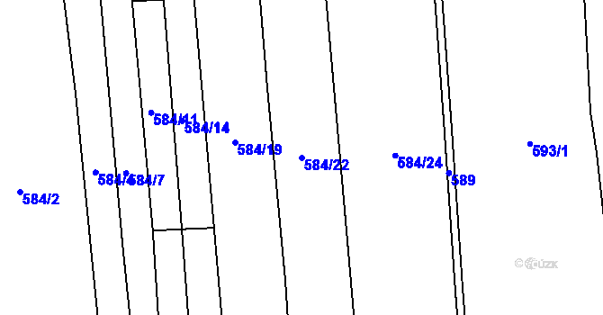 Parcela st. 584/22 v KÚ Drahelice, Katastrální mapa