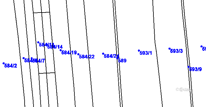 Parcela st. 584/24 v KÚ Drahelice, Katastrální mapa