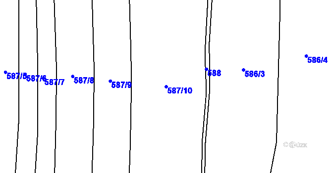 Parcela st. 587/10 v KÚ Drahelice, Katastrální mapa