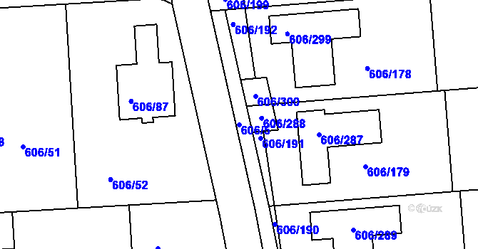 Parcela st. 606/5 v KÚ Drahelice, Katastrální mapa