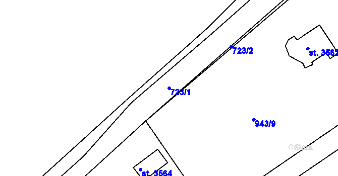 Parcela st. 723/1 v KÚ Drahelice, Katastrální mapa
