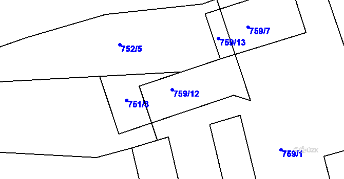 Parcela st. 759/12 v KÚ Drahelice, Katastrální mapa