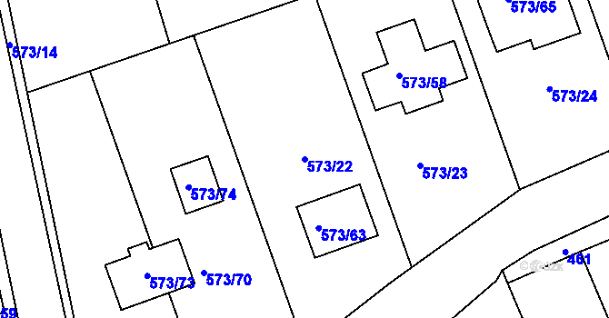Parcela st. 573/22 v KÚ Drahelice, Katastrální mapa
