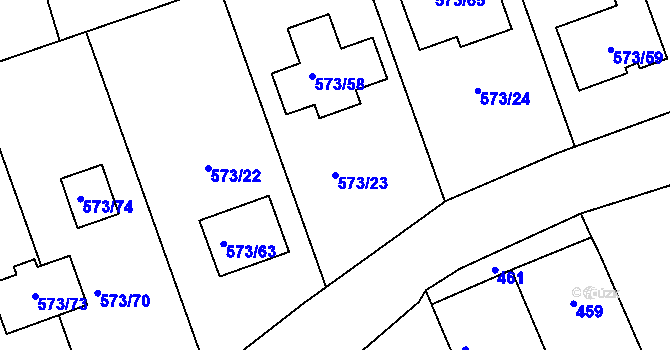 Parcela st. 573/23 v KÚ Drahelice, Katastrální mapa