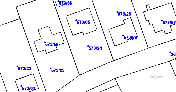 Parcela st. 573/24 v KÚ Drahelice, Katastrální mapa