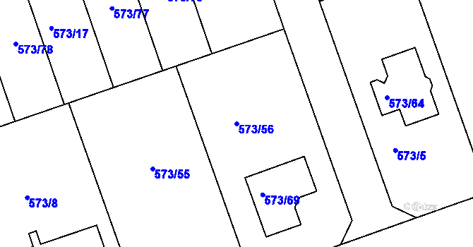 Parcela st. 573/56 v KÚ Drahelice, Katastrální mapa